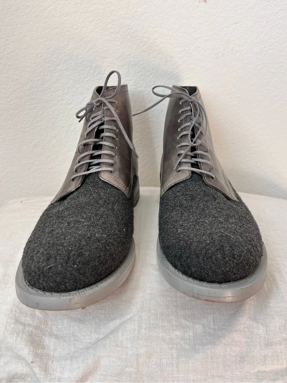 Cole Haan Men’s Roadlots Gray Ankle Boots Size 8.5M Lace-Up Casual Leather Boots
